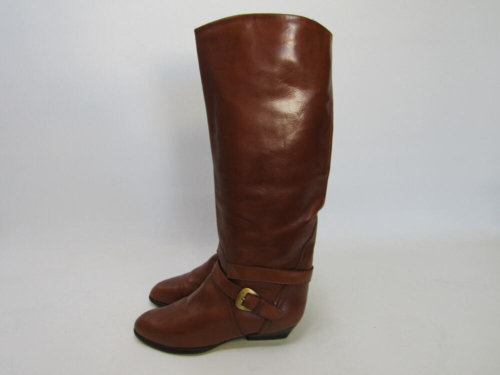Enzo Angiolini Womens Size 7.5 M Brown Leather Buckle Knee High Fashion Boots